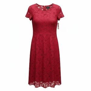 RN Studio Lace Floral Red Dress Womens Size 16